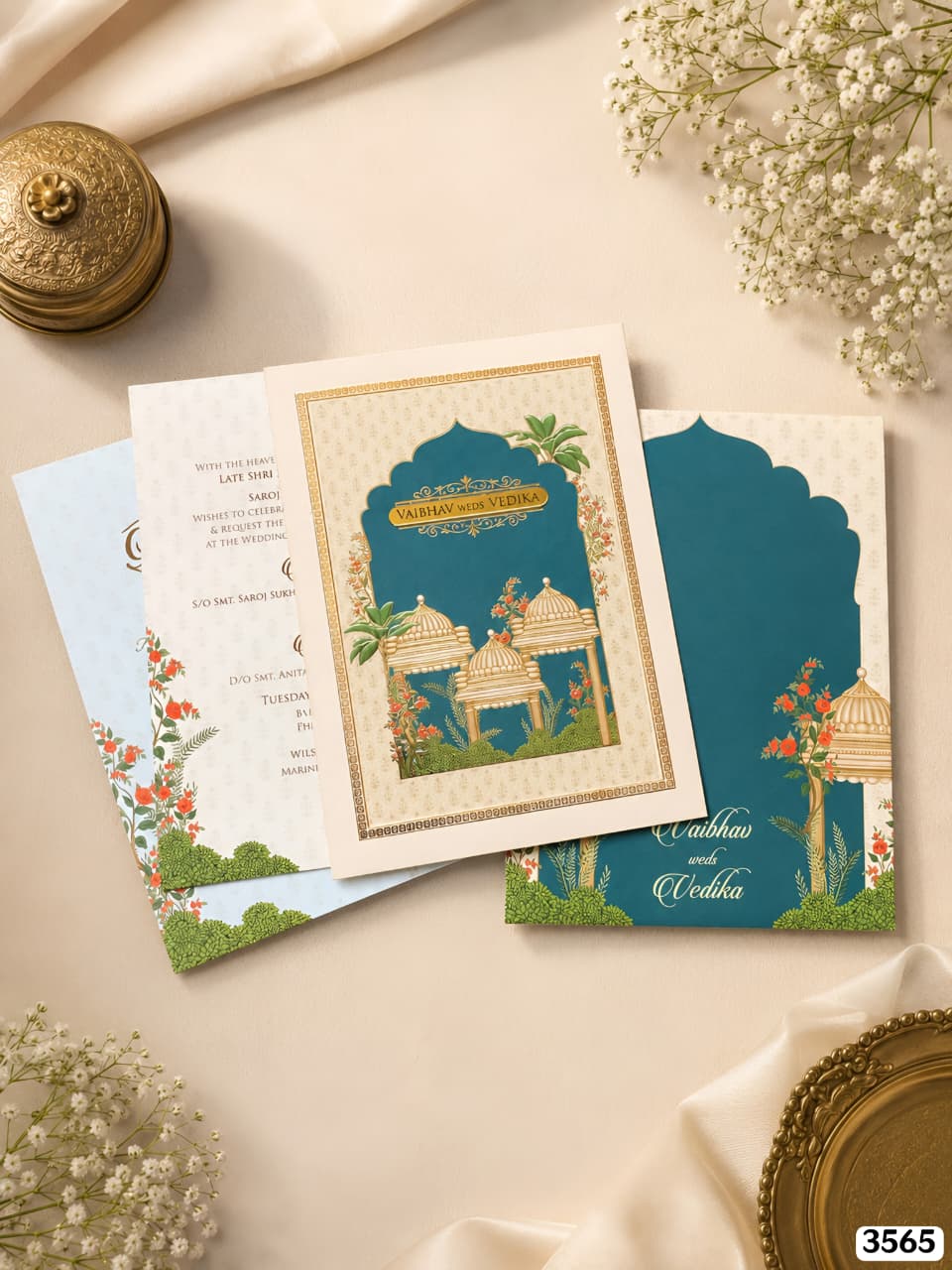 Royal Mughal Arch Indian Wedding Invitation Suite