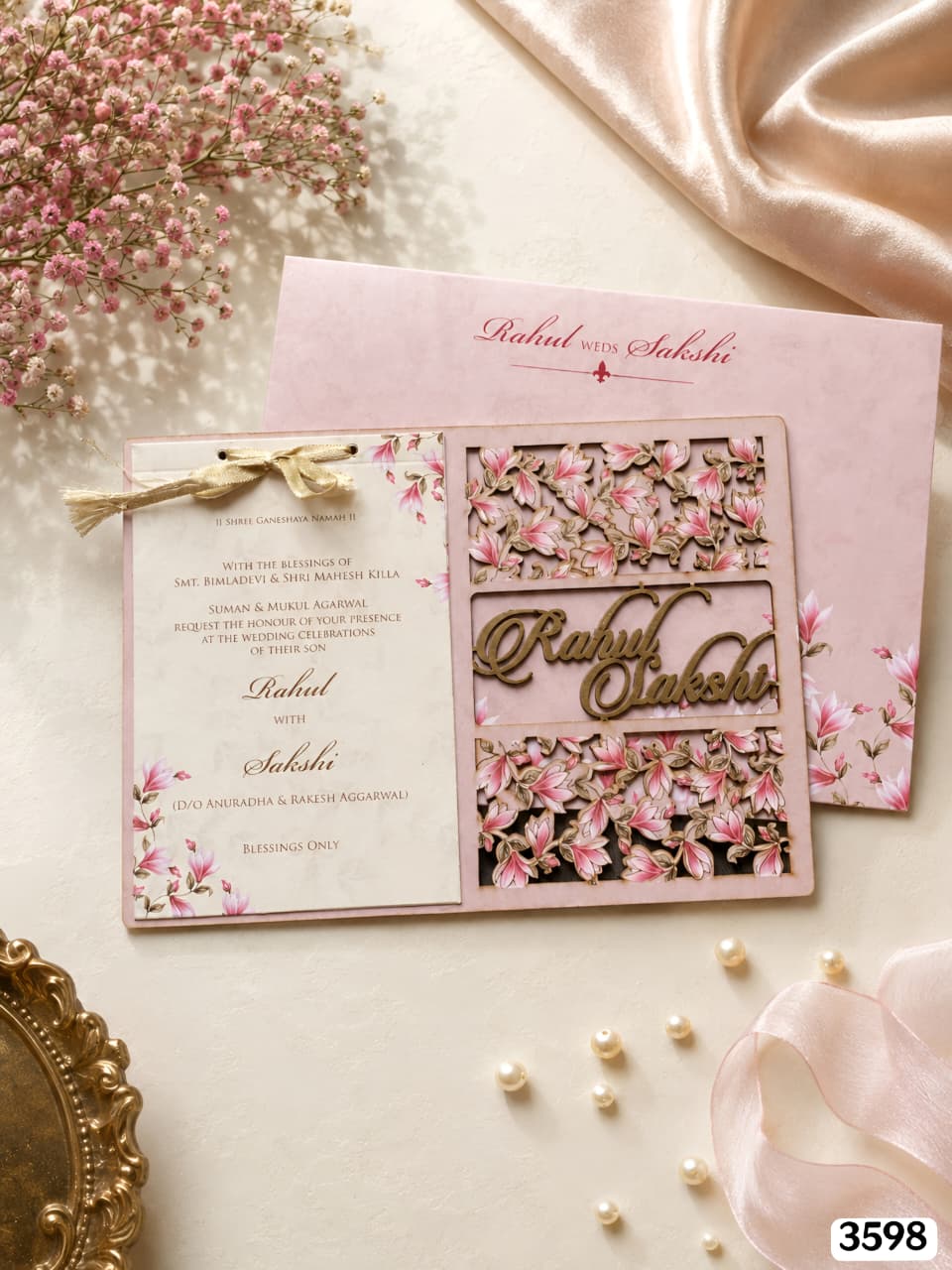 Floral Laser-Cut Acrylic Wedding Suite