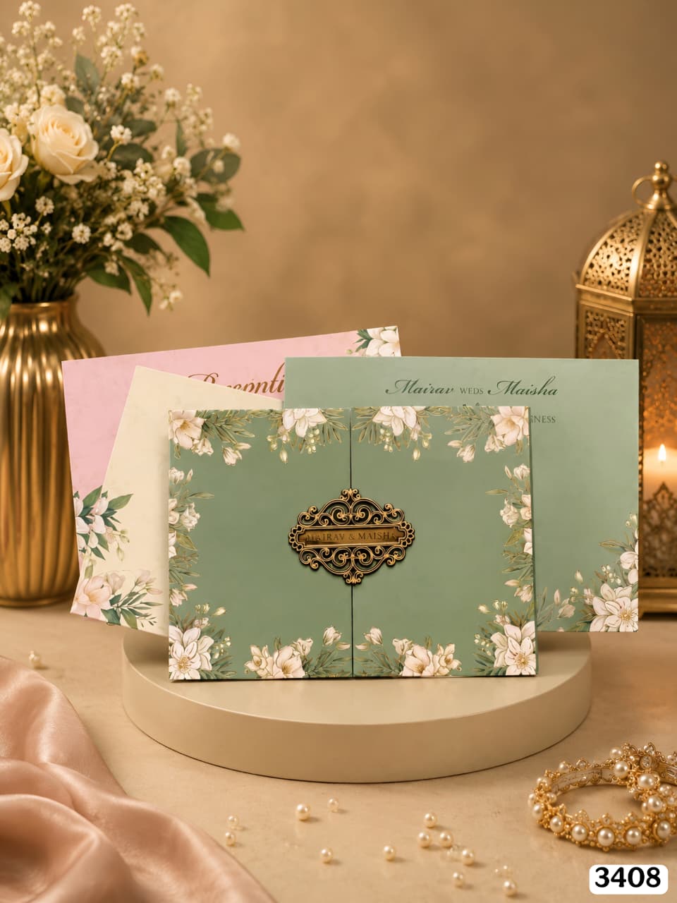 Sage Green Botanical Gatefold Wedding Suite