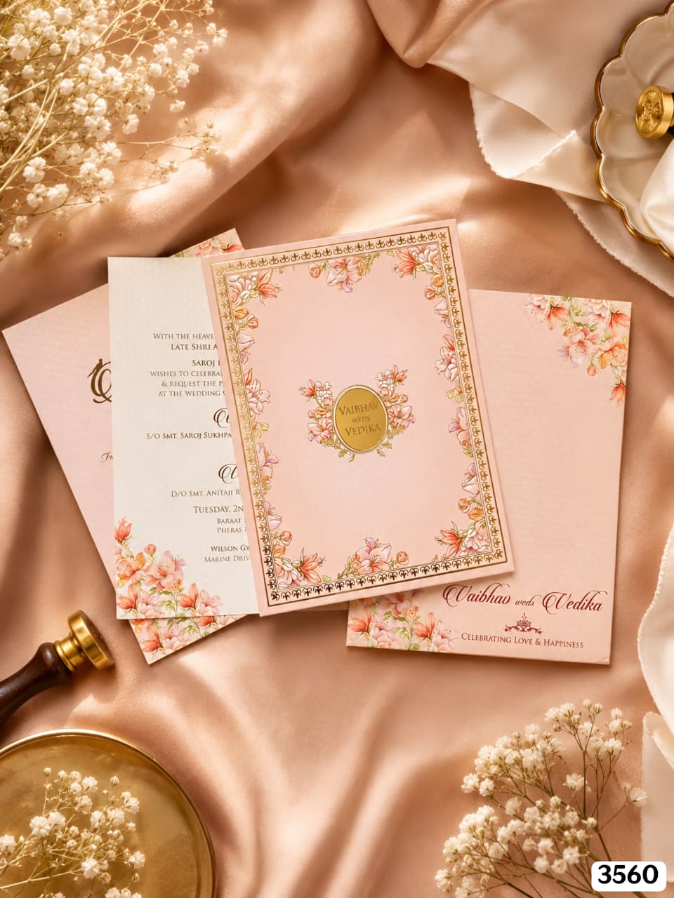 Blush Floral Gold Frame Suite