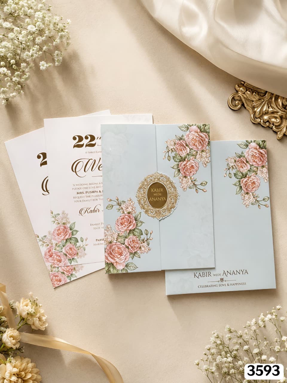 Powder Blue Floral Gatefold Suite