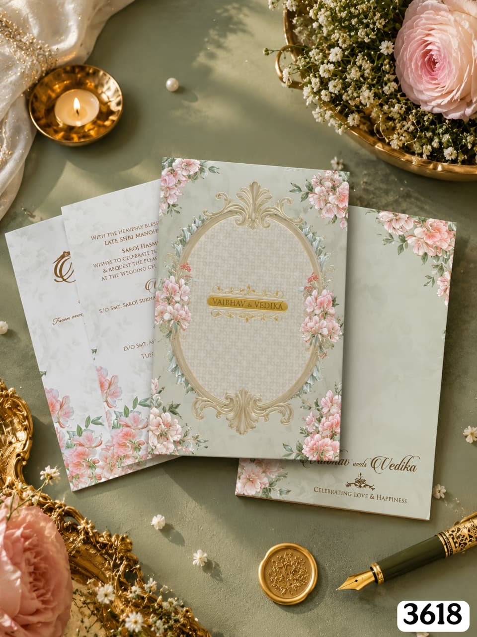 Sage Green Oval Floral Suite