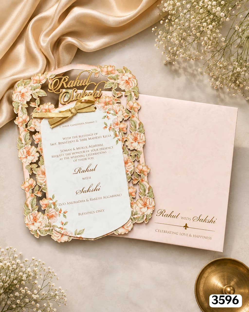 Peach Laser-Cut Floral Arch Suite