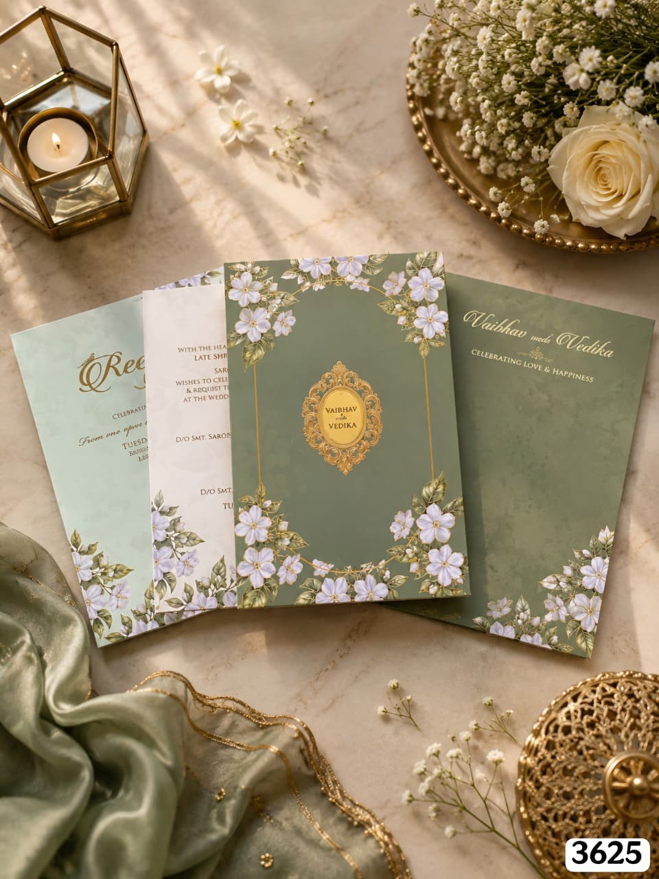 Olive Floral Emblem Card Suite