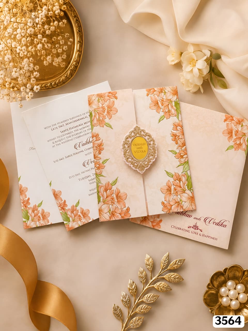 Peach Floral Gatefold Suite