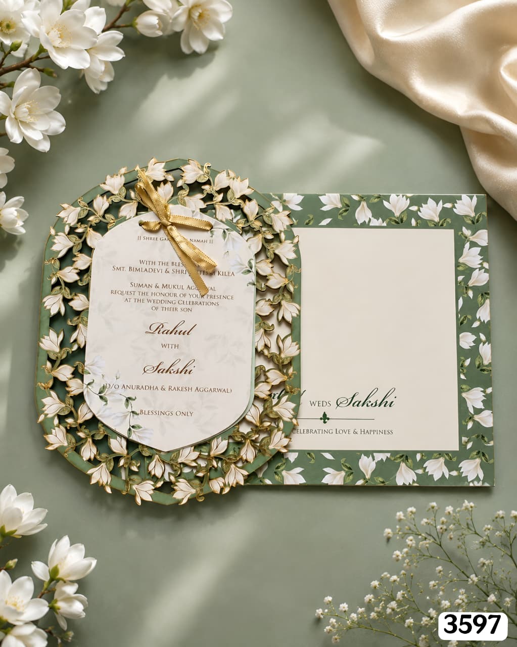 Sage Green Floral Oval Cutout Suite
