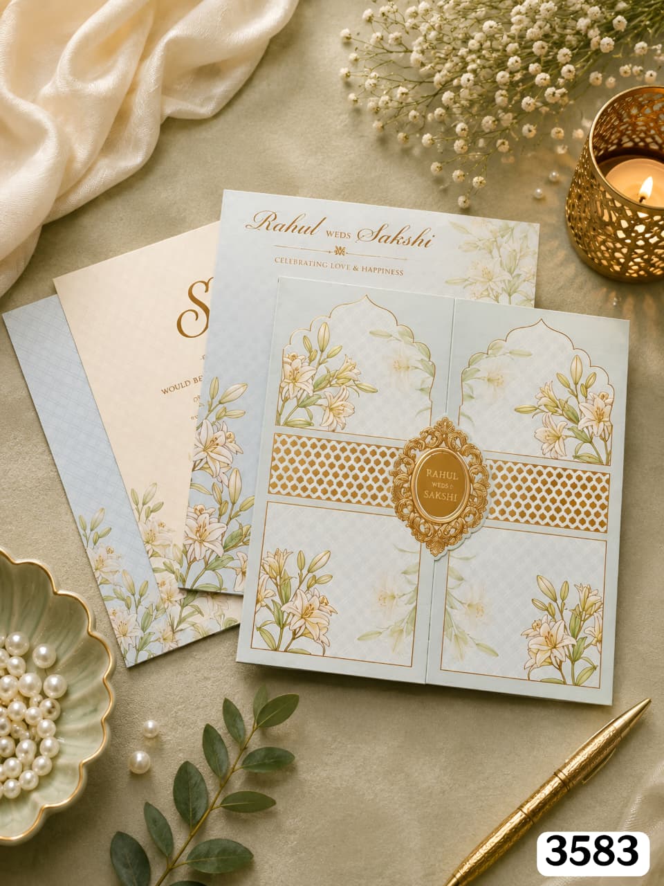 VF3583  Ice Blue Lily Gatefold Suite